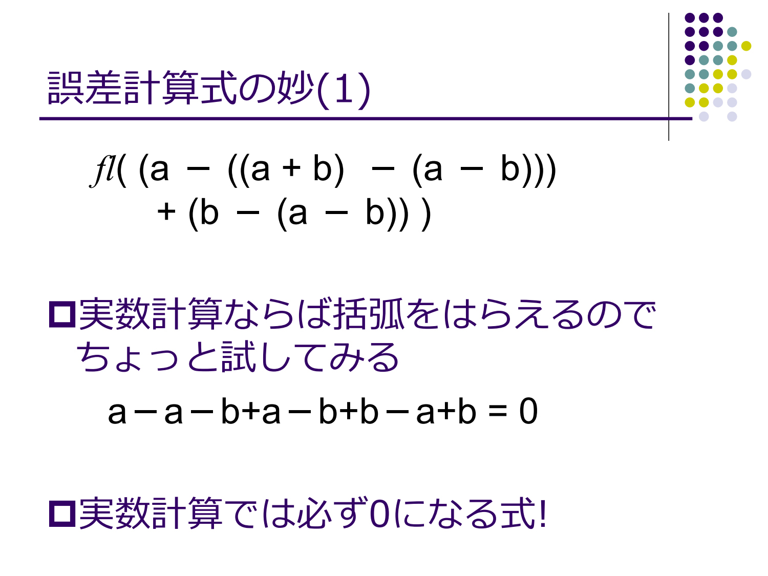 浮動小数点演算の無誤差変換と高精度計算 page 11
